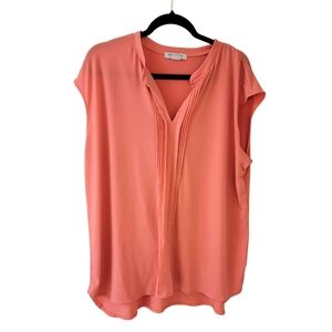 Liz Claiborne Pink Cap Sleeve Blouse with Mandarin Collar
